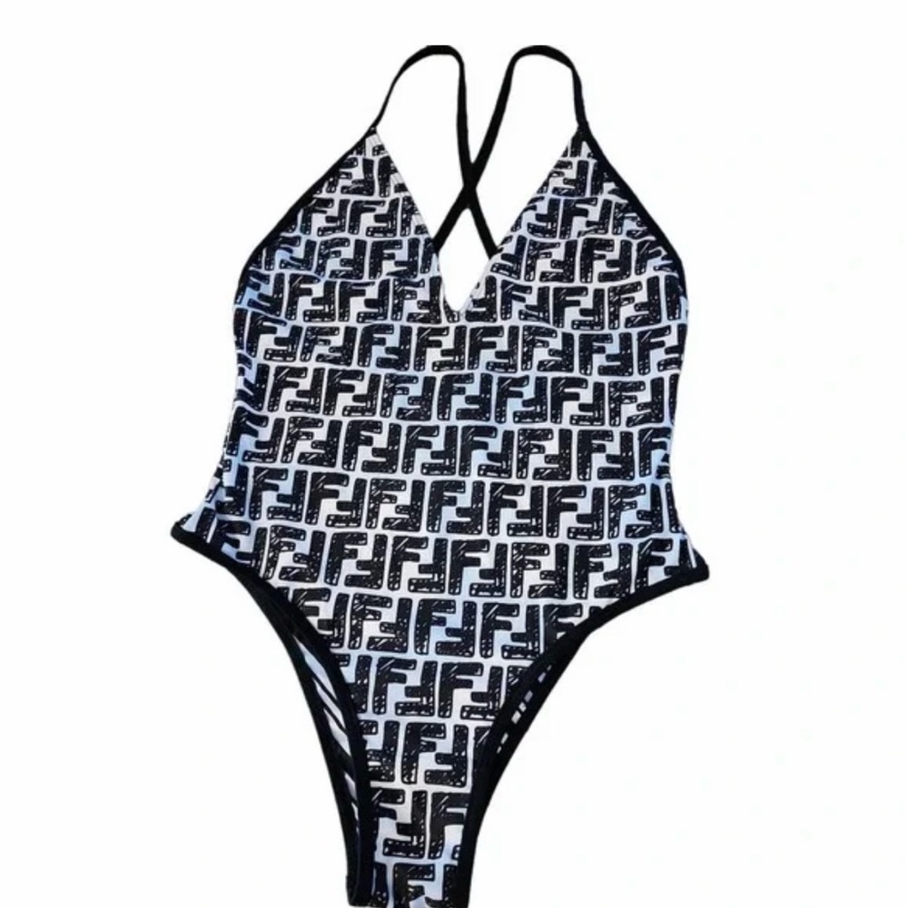 Fendi Black and White Patterned One Piece